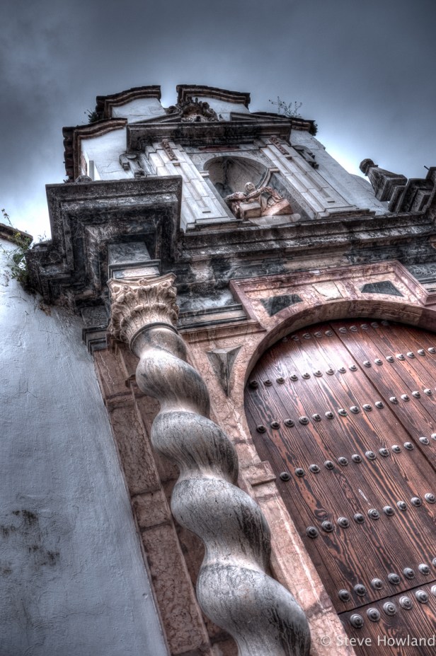 A baroque church façade in Cordoba, Spain